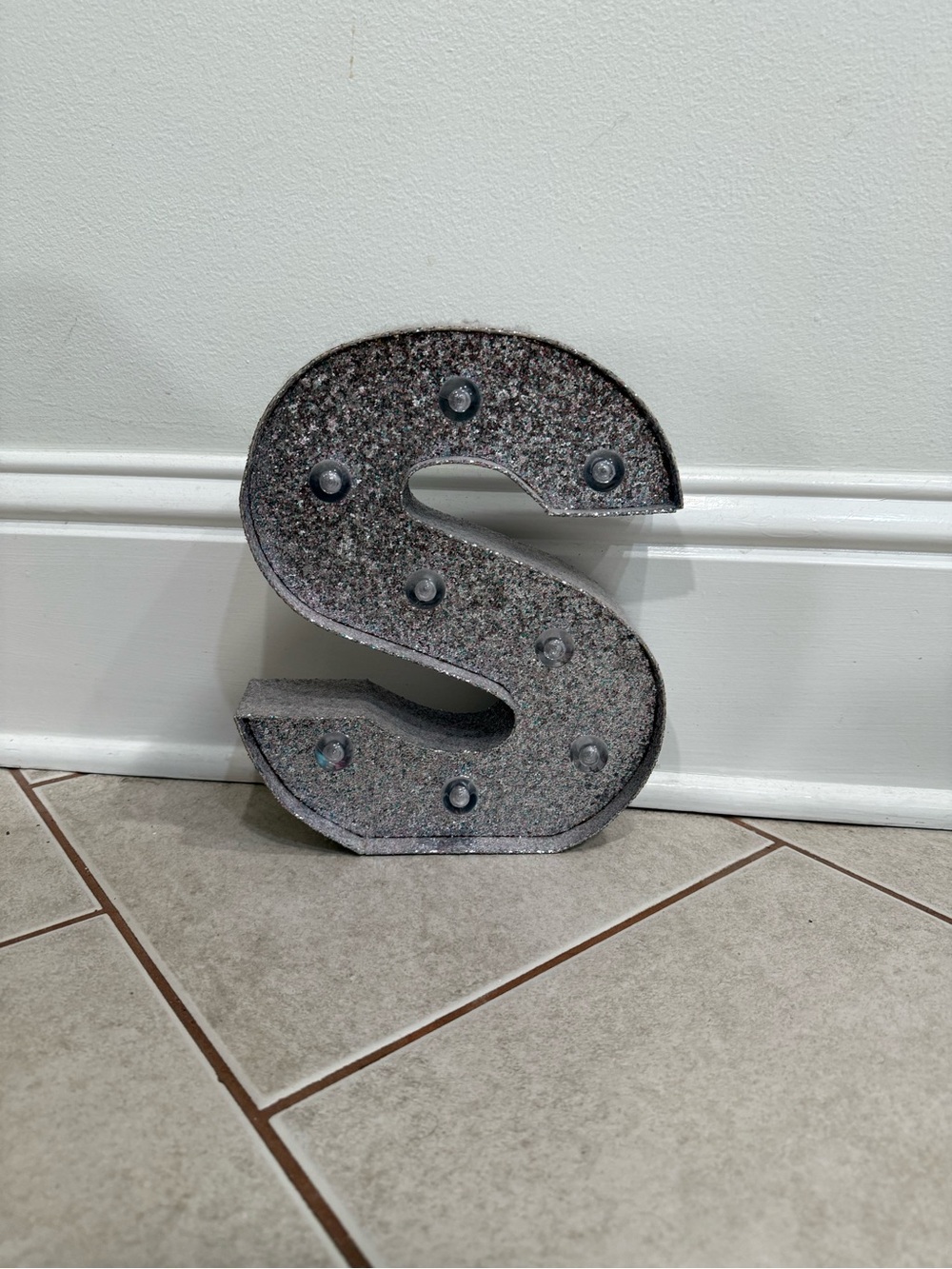 Silver glitter LED marquee letter